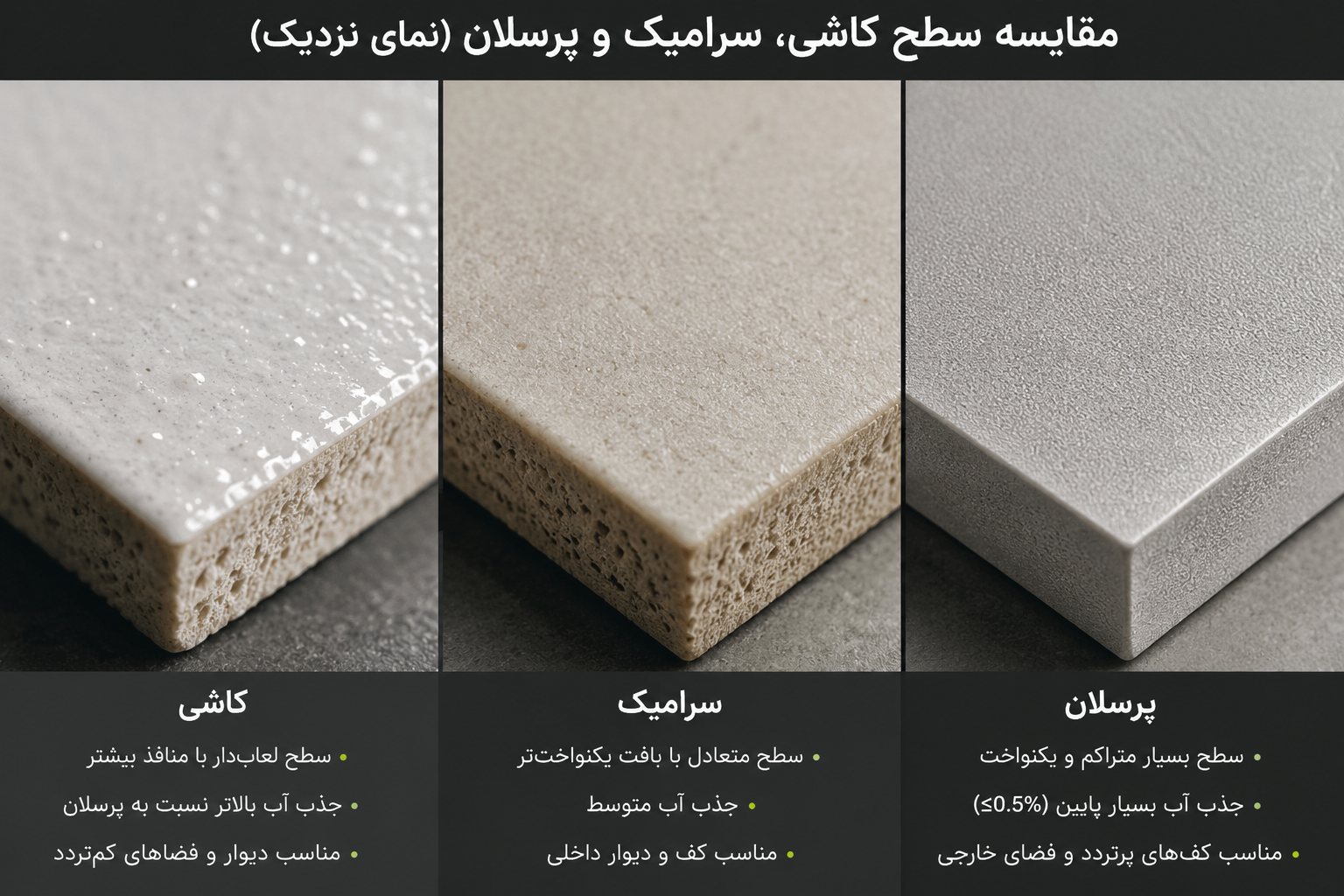 تأثیر نوع سطح کاشی، سرامیک و پرسلان بر چاپ دیجیتال
